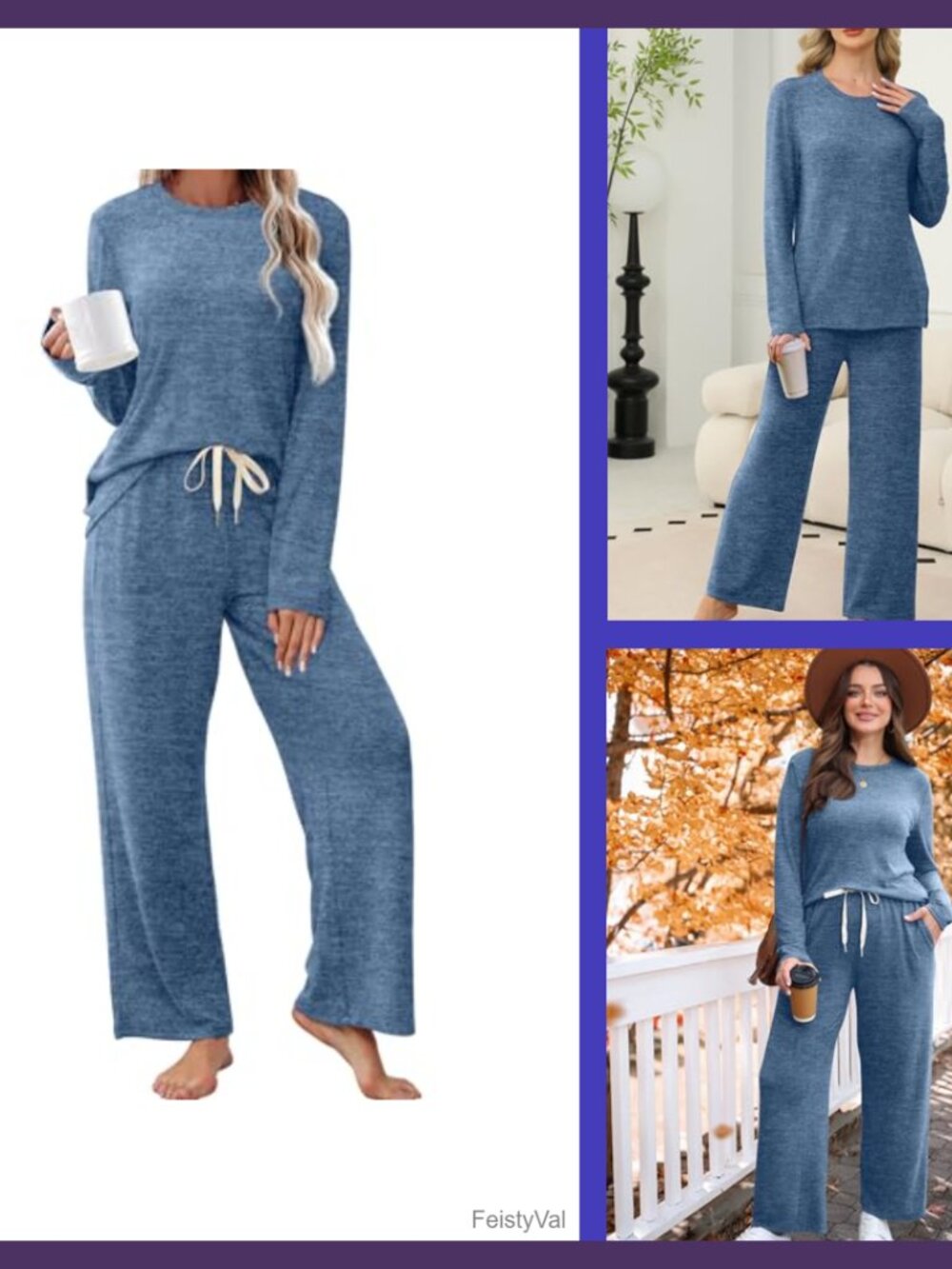 Sampeel Pajama Set Two Piece Long Sleeve Loungewear Soft Sleepwear